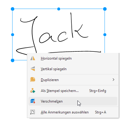 Verschmelzen einer Selektion