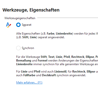 Synchronisierte Werkzeugeigenschaften