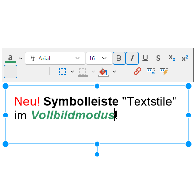 Symbolleiste "Text-Stile" im Vollbildmodus