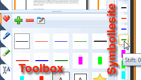 Toolbox und Favoriten-Symbolleiste