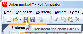 Das neue PDF in PDF Annotator speichern