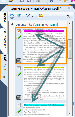 Die Anmerkungen-Seitenleiste in PDF Annotator