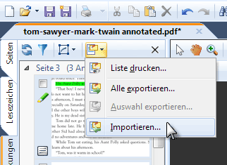 Anmerkungen importieren
