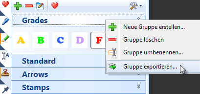 Exportieren der Werkzeug-Gruppe