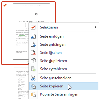Kopieren und Einfügen von Seiten