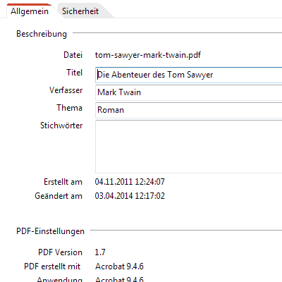 Dokumenteneigenschaften