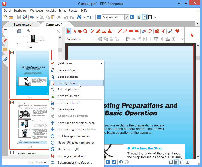 wie kann ich aus einer pdf datei einzelne seiten speichern