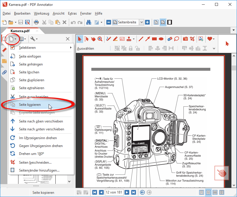 Seite aus PDF kopieren