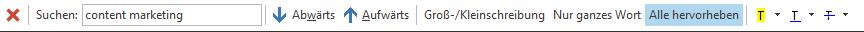 Text finden mit der Suchleiste