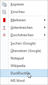 Textauswahl-Aktionen