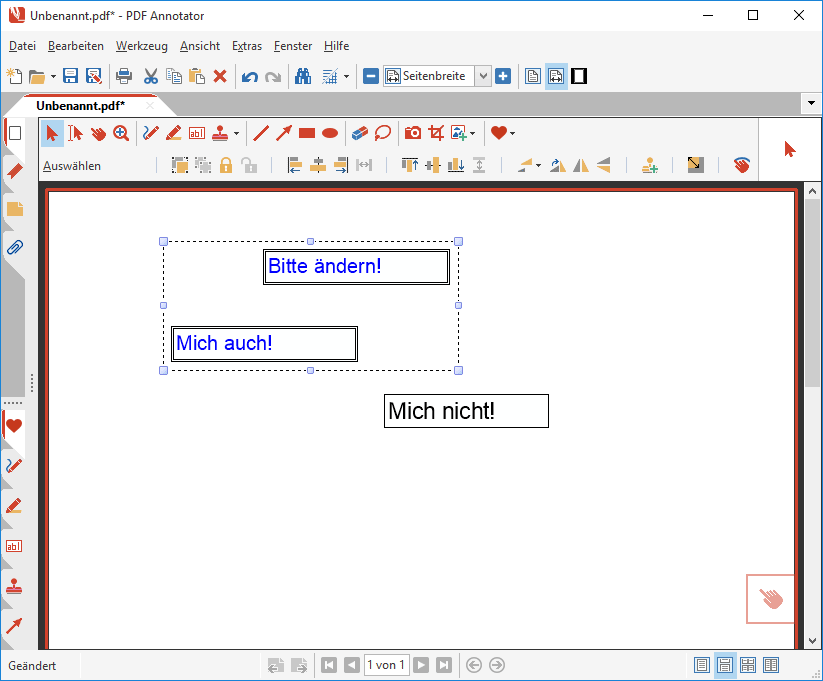 Stile mehrerer Text-Anmerkungen ändern