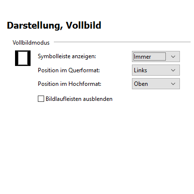 Vollbild-Einstellungen