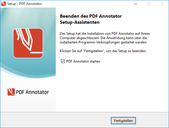 PDF Annotator Setup fertigstellen