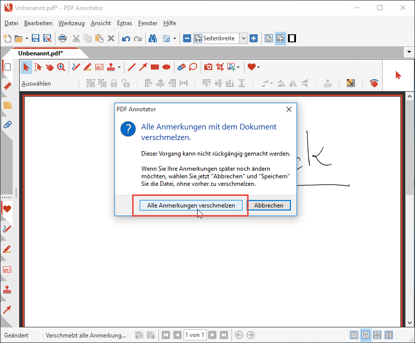 Alle Anmerkungen verschmelzen bestätigen
