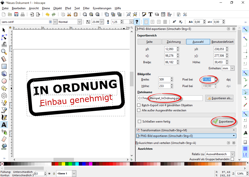 PNG-Bild exportieren