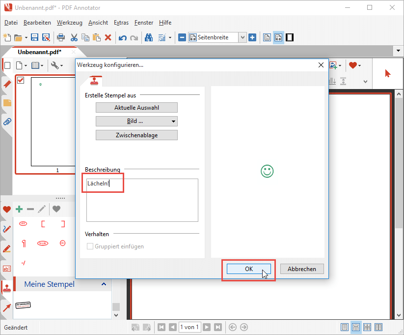 Werkzeug konfigurieren