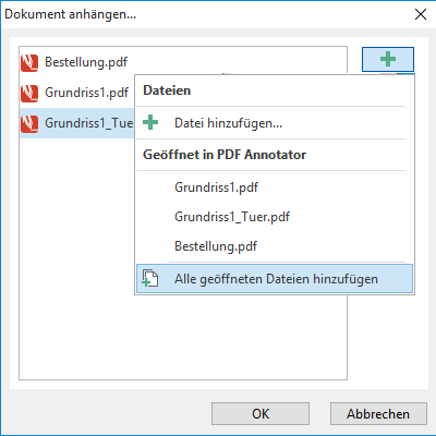 Mehrere Dokumente hinzufügen