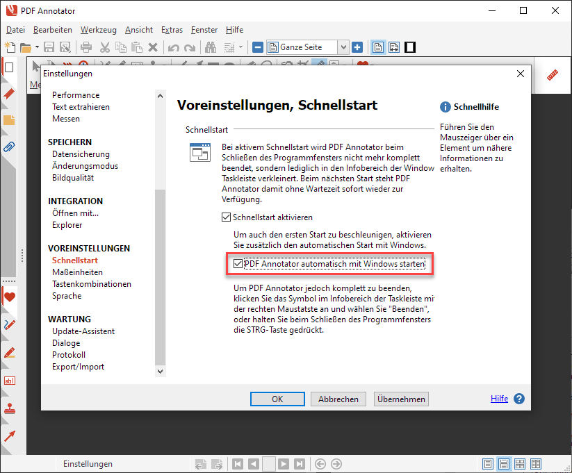 PDF Annotator automatisch mit Windows starten