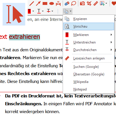 Funktion “Text extrahieren”