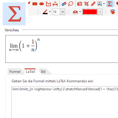 “LaTeX” Formel-Editor