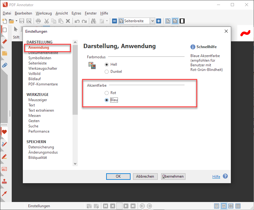 Alternative Farbe für Werkzeug-Symbole verwenden