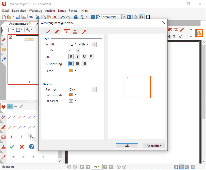 Werkzeug konfigurieren