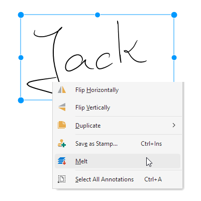 New Function for Melting Selected Annotations