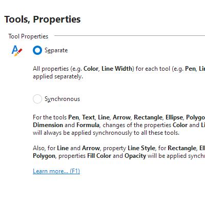 Synchronized Tool Properties