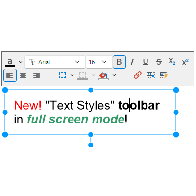 New "Text Styles" Toolbar in Full-Screen Mode