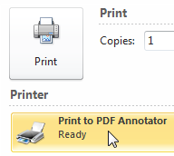 Select Print to PDF Annotator virtual printer