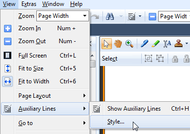 Select Auxiliary Lines, Style