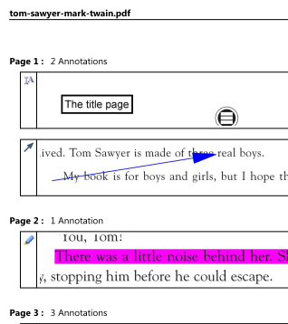 Print annotations: Detailed list with preview