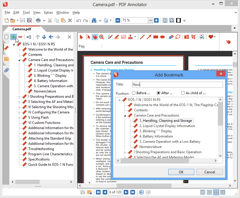 Bookmarks: Use bookmarks to quickly jump to sections within the document. Create your own bookmarks and even modify or delete existing ones.