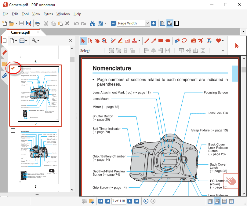 Selecting page(s) to copy