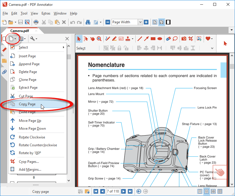 Copy page from PDF