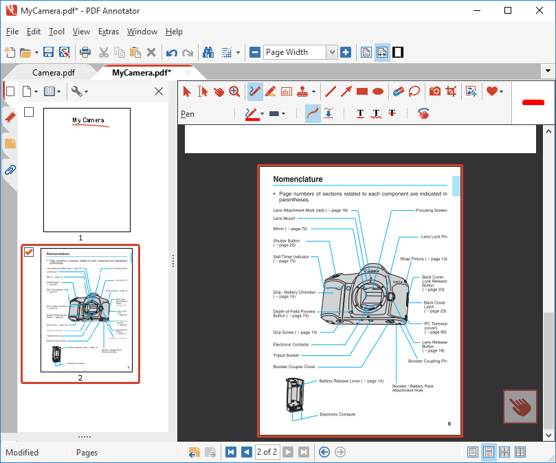 Page has been pasted into the other PDF document