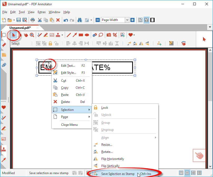 Save selection as stamp