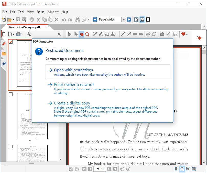 Opening a restricted, password protected PDF