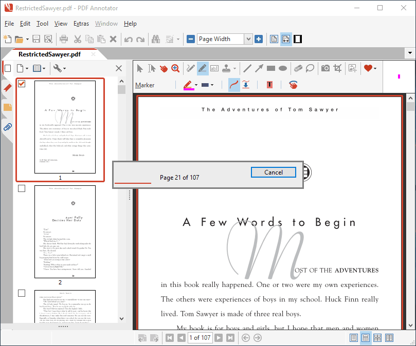 Creating a digital copy of the restricted PDF