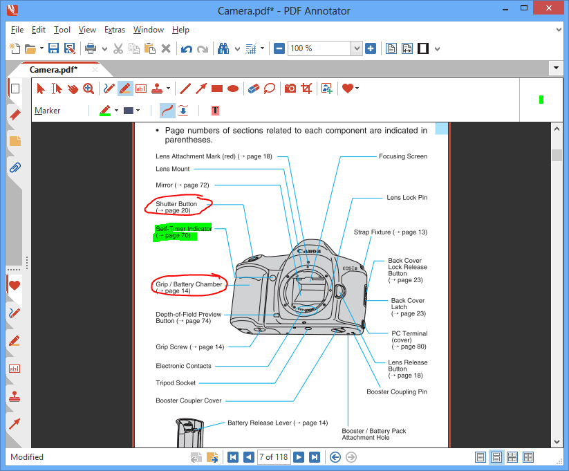 PDF document with annotations on some pages