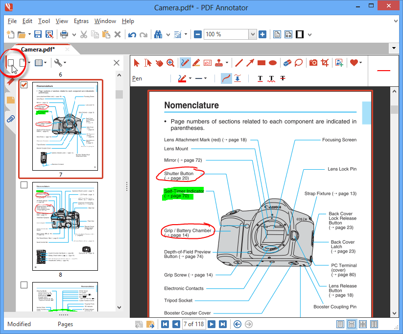 Open the Pages sidebar