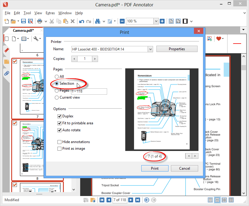 Printing selected pages