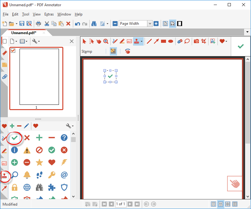 Open stamp toolbox and select stamp to resize
