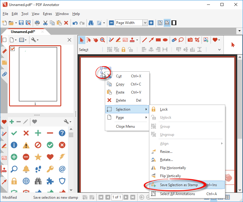 Save selection as stamp