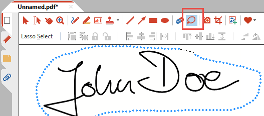 Select your signature with the Lasso tool