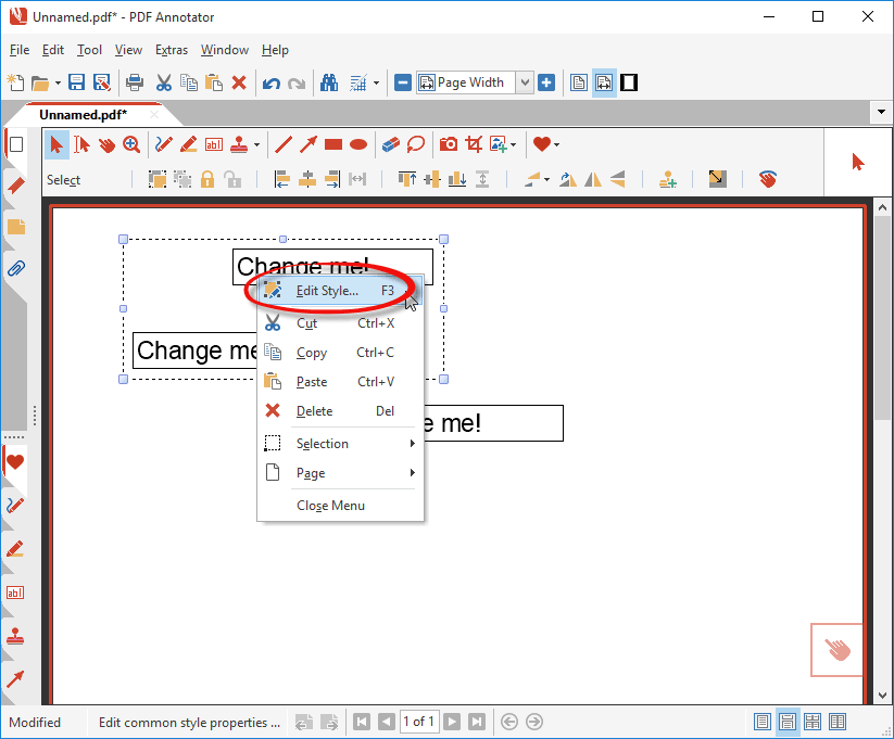 Edit style properties