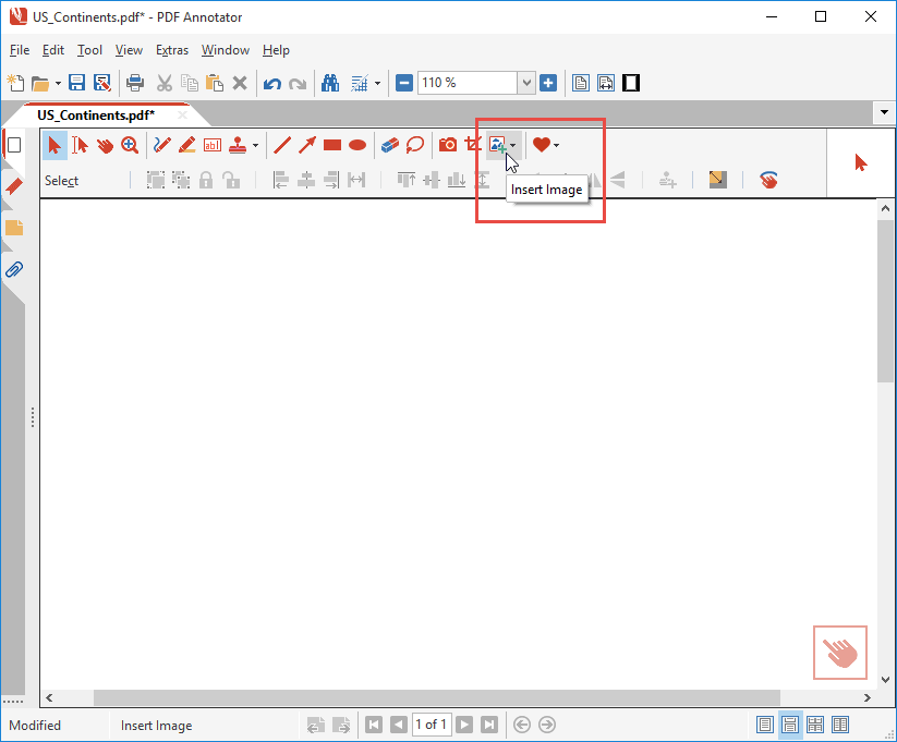 Insert an image into a blank PDF document