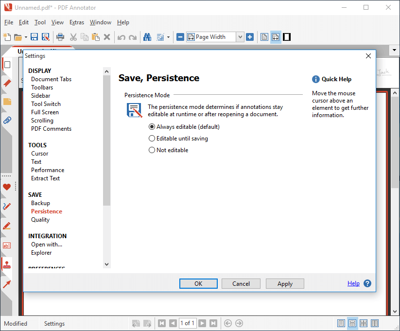 Melt Annotations Settings (Persistence)