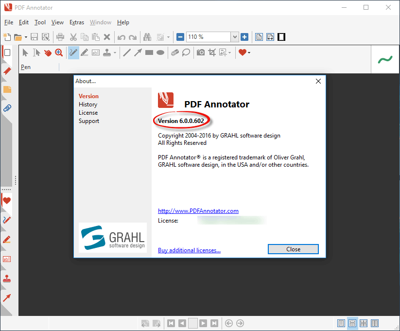 Find PDF Annotator version number
