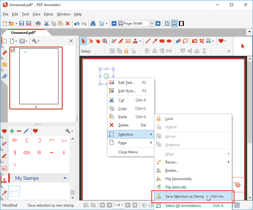 Selection, Save Selection as Stamp